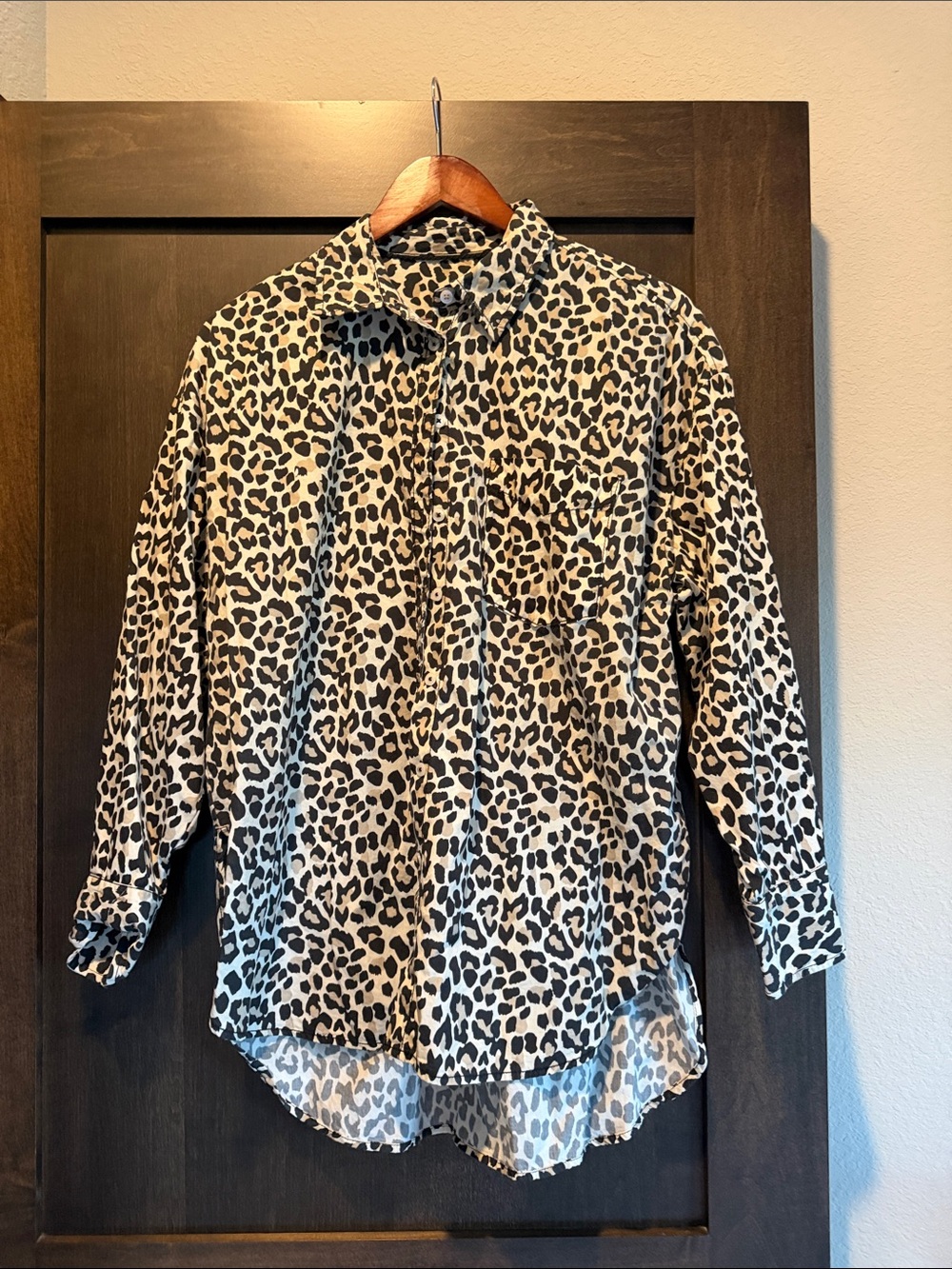Maeve Women's Leopard Print Button-Down Shirt - Black & Cream